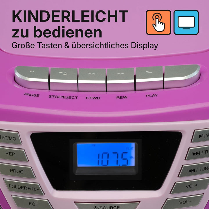 Blaupunkt B 120 VL tragbarer Kinder CD Player mit Bluetooth | Kassettenfach | Hörbuch Funktion | - m