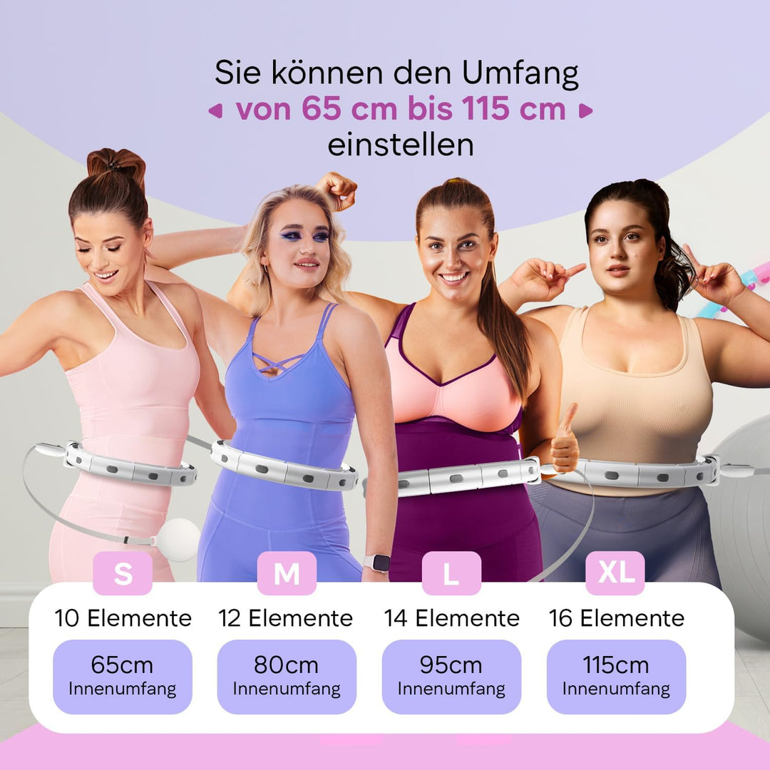 Smart Hula Hoop Reifen Erwachsene, Smart Hula Hoop Leise mit Zähler, Fitness Hula Hoop mit Gewicht K