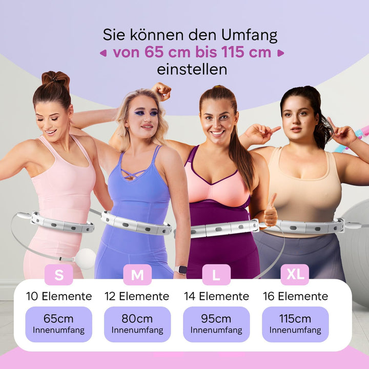 Smart Hula Hoop Reifen Erwachsene, Smart Hula Hoop Leise mit Zähler, Fitness Hula Hoop mit Gewicht K