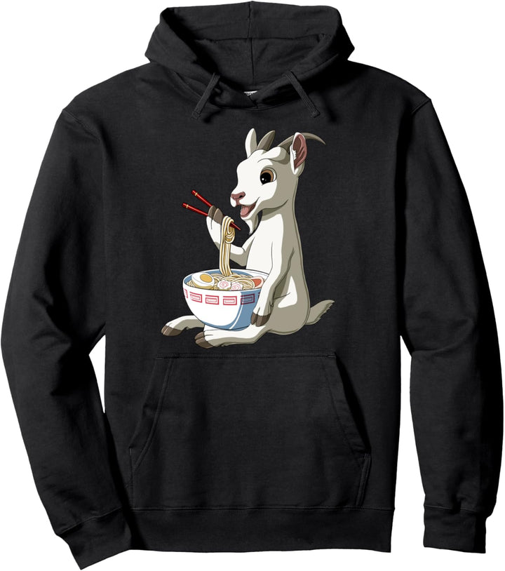 Lustiges japanischer Anime Ziege isst Ramen Pullover Hoodie