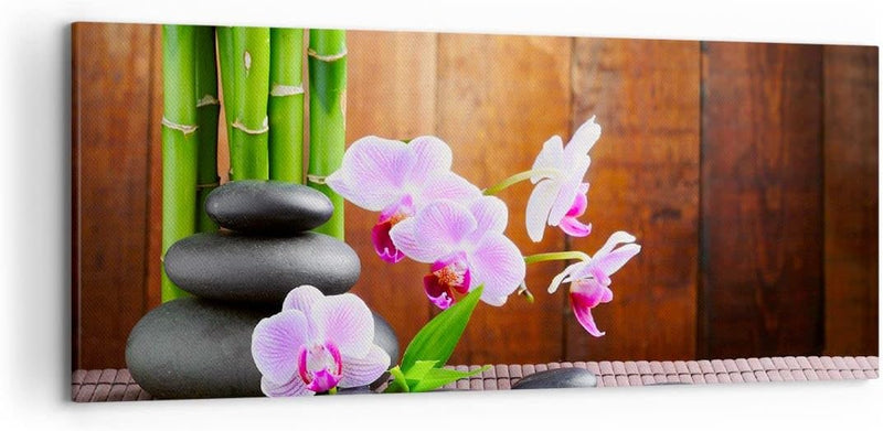 Wandbilder Dekoration Wohnzimmer Bambus Dekoration Blume Orchidee Panorama Bilder auf Leinwand 120x5