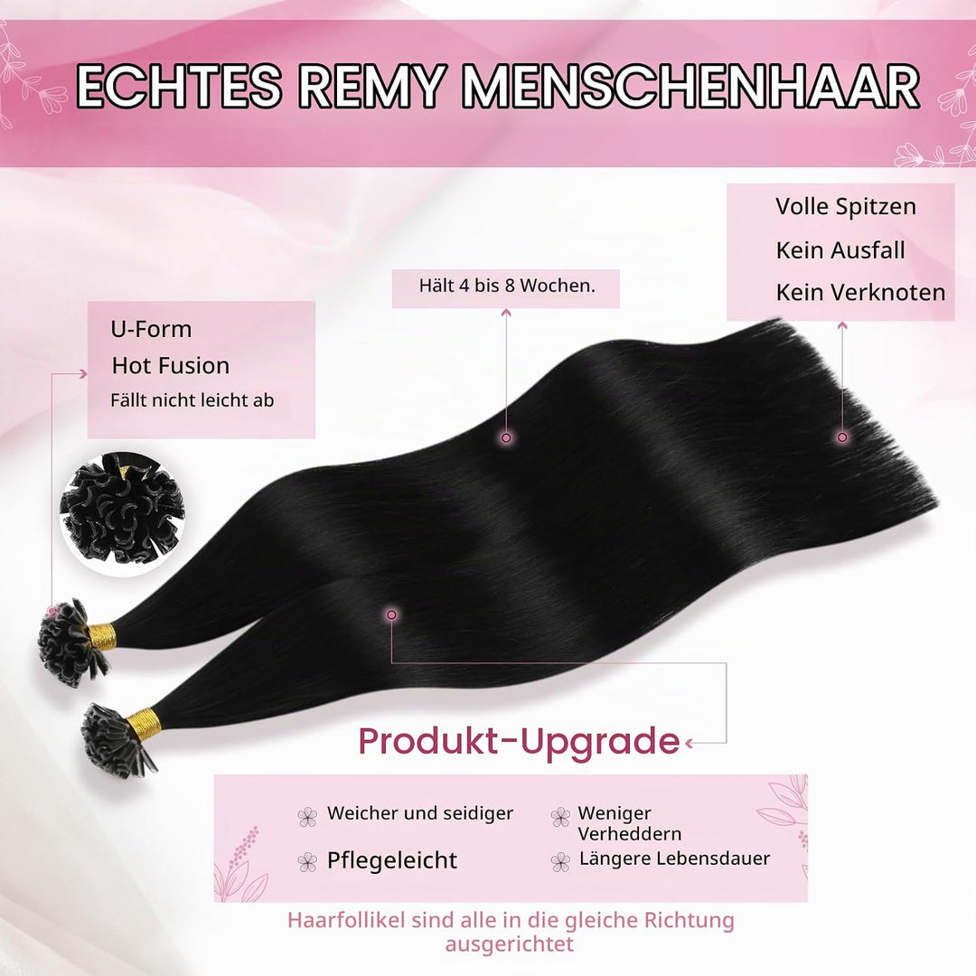 Moresoo Echthaar Extensions Bondings 60cm U Spitzen Haarverlängerungen Remy Keratin Hair Extensions