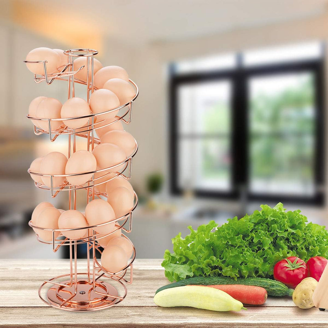 Toplife Eierspender, Eierspirale Edelstahl spiralförmiges Design, Eierständer Aufbewahrung für ca. 3