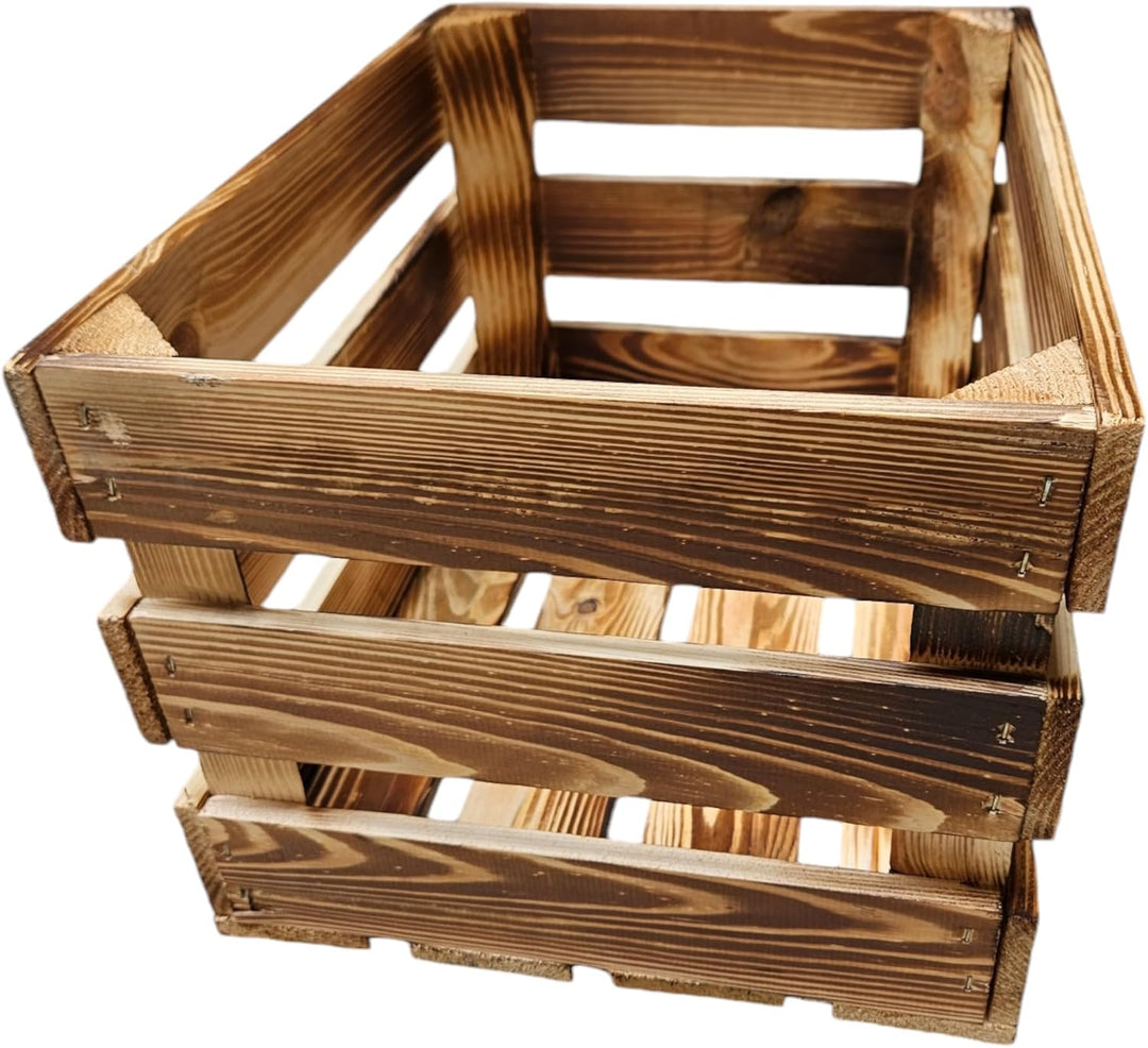 Teramico Weinregal Holzkisten Weinkisten Obstkisten Bar Verschiedene Varianten weiss geflammt 50cm 4