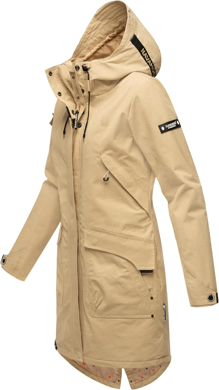 Navahoo Damen Übergangsjacke leichte Jacke mit Kapuze Pfefferschote XS-3XL XS Beige, XS Beige