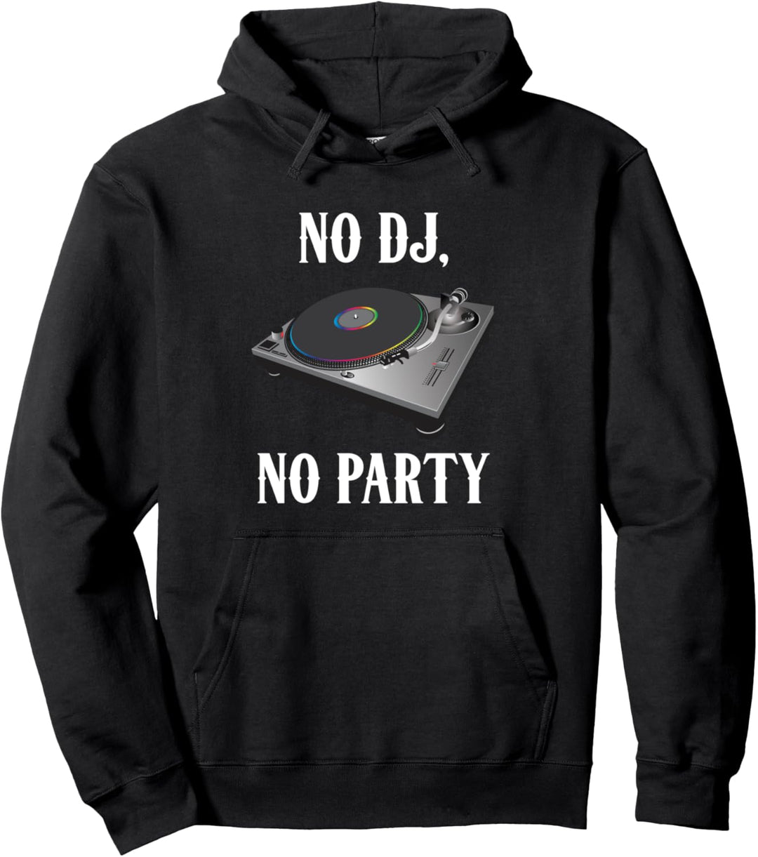 No DJ No Party Retro Vintage DJ Djane Vinyl Pullover Hoodie