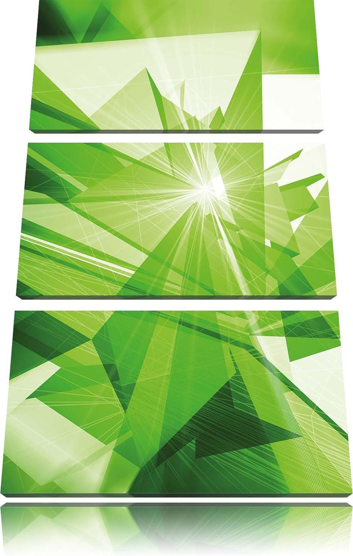 Pixxprint Abstrakt grünes EIS 3-Teiler Leinwandbild 120x80 Bild auf Leinwand