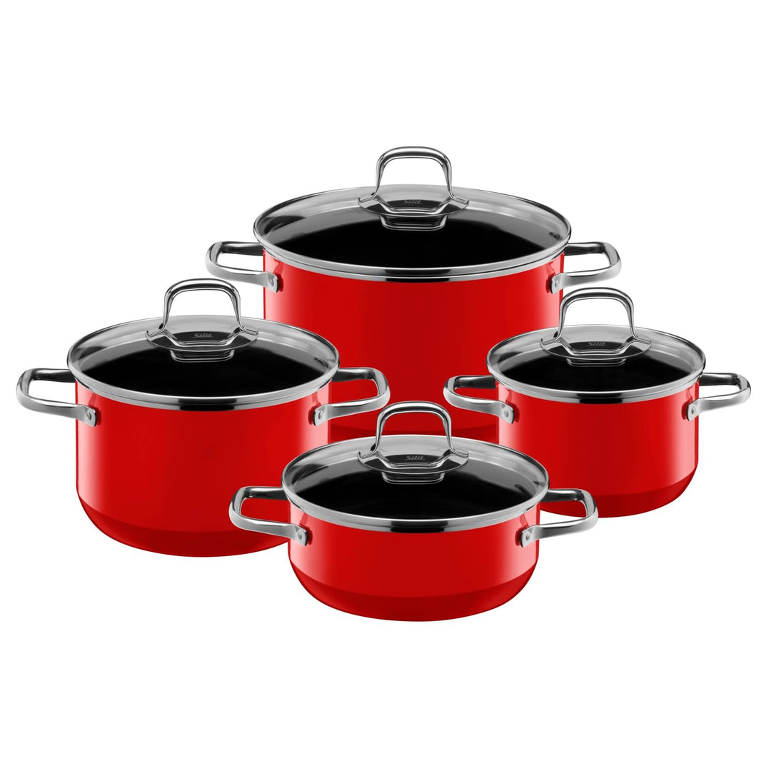 Silit Elegance Line Topfset Induktion 4-teilig, Kochtopf Set mit Glasdeckel, Silargan Funktionskeram