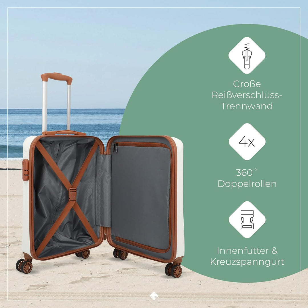 Travelite Handgepäck Trolley klein, Bali, 55x39x20 cm, 2,5 kg, Kratzfeste Hartschale, mit 4 Doppelro