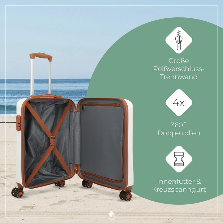 Travelite Handgepäck Trolley klein, Bali, 55x39x20 cm, 2,5 kg, Kratzfeste Hartschale, mit 4 Doppelro