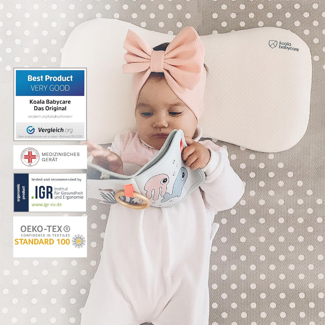 KOALA BABYCARE Babykissen Plagiozephalie bis 36 Monaten, abnehmbar für das Kinderbettchen. Hilft bei