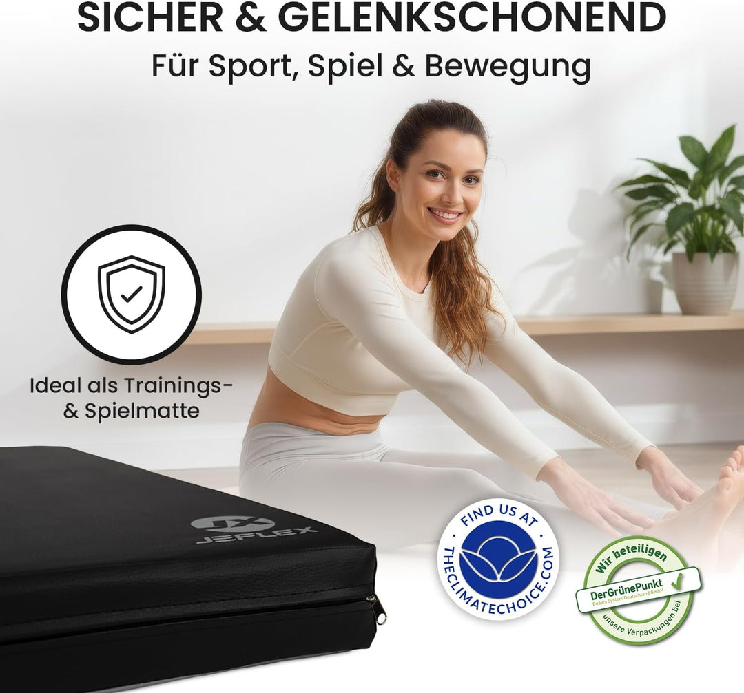 Jeflex - Weichbodenmatte & Turnmatte 150 x 100 x 8 cm MADE IN GERMANY/Gymnastikmatte tragbar/platzsp