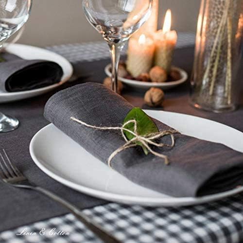 Linen & Cotton Hochwertige 4 x Stoffservietten/ Servietten Stoff/ Leinenservietten Hygge -100% Leine