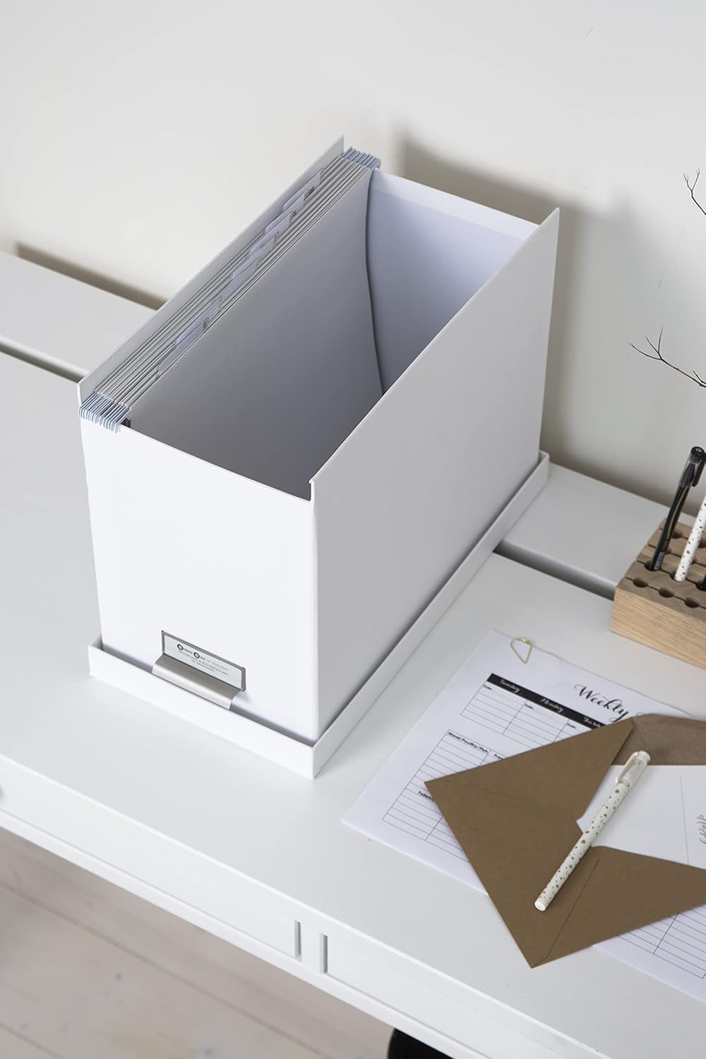 BIGSO JOHAN Hängeregisterbox A4 – Hängemappenbox mit Deckel und Griff – Schreibtischablage für Hänge