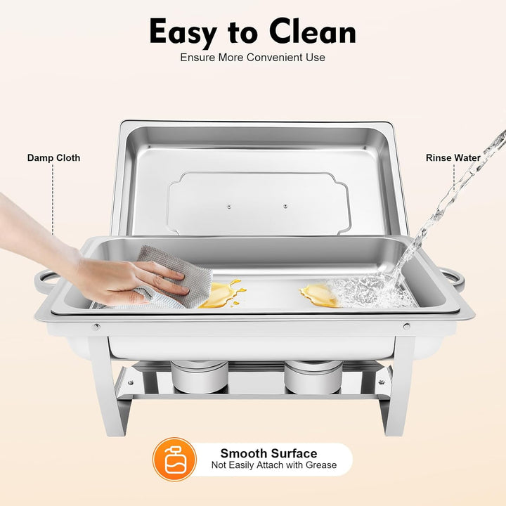 Speisenwärmer Edelstahl, 9L Chafing Dish Warmhaltebehälter Speisewärmer Wärmebehälter Hotel Buffet W