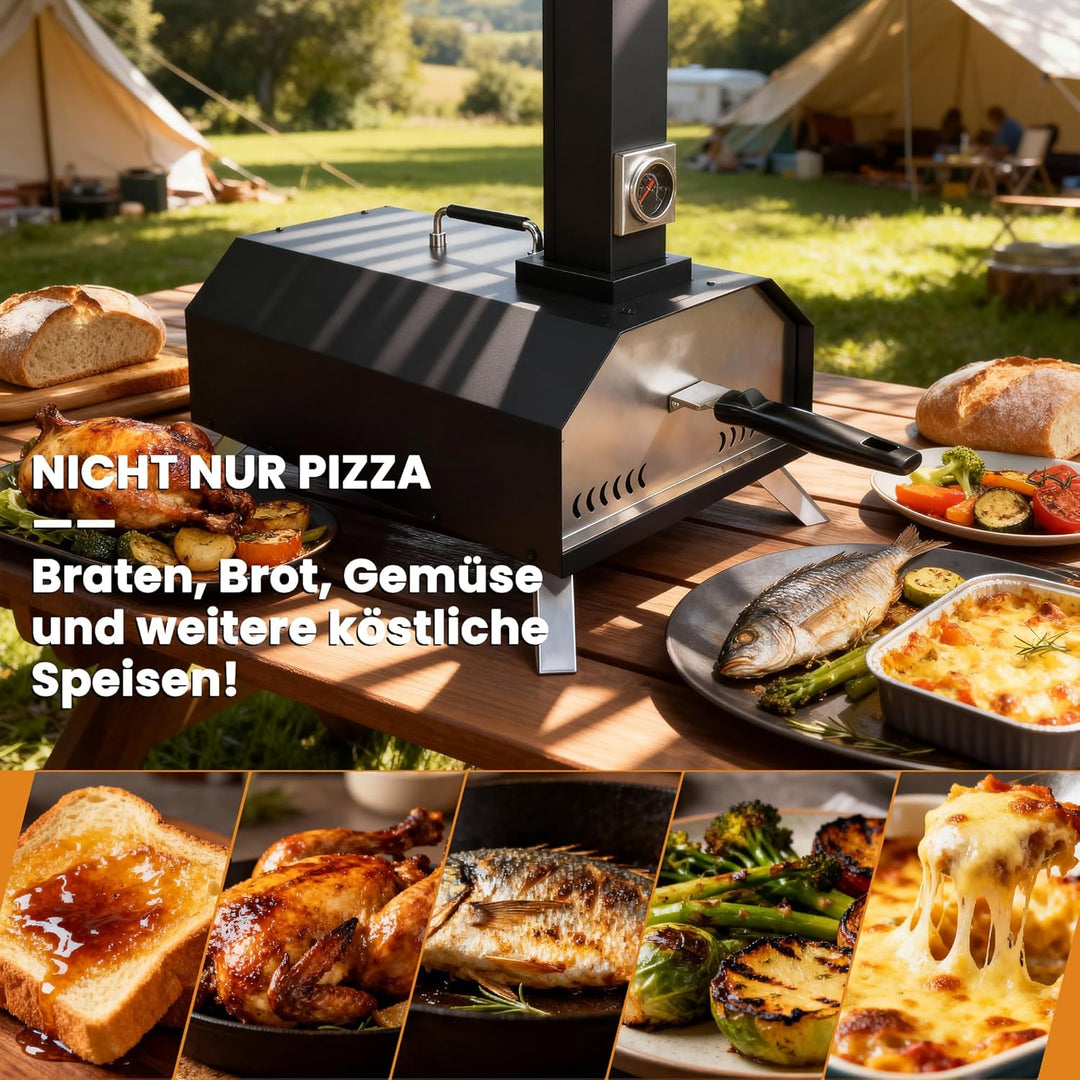 Outdoor Pizzaofen, Holzpellet-pizzarette, 30,5 cm, mit Pizzaschieber und Pizzaschneider für Strand,