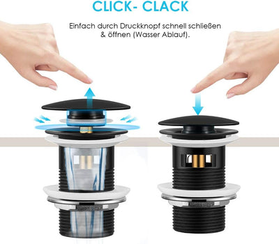 Wasserrhythm Universal Siphon mit Ablaufgarnitur für Waschbecken und Waschschalen mit Überlauf, Pop