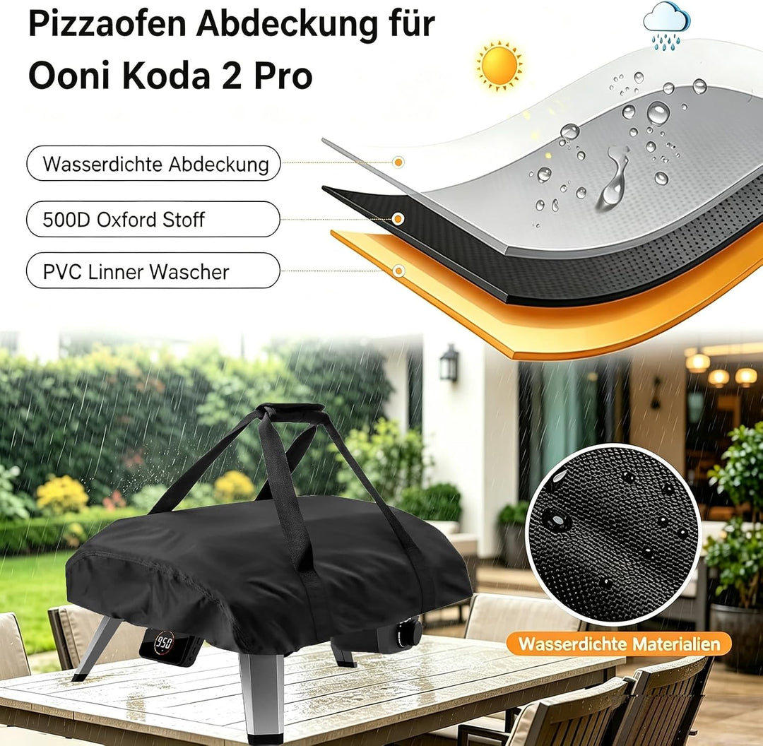 Fenghome Pizzaofen Abdeckung, 500D Wasserdicht Abdeckung für Ooni Koda 2 Pro, Tragetasche Oxford-Sto