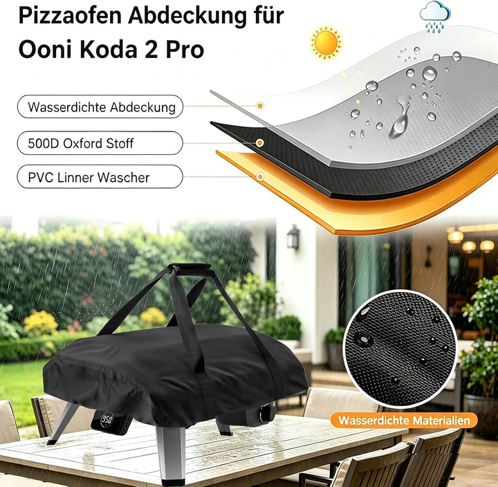 Fenghome Pizzaofen Abdeckung, 500D Wasserdicht Abdeckung für Ooni Koda 2 Pro, Tragetasche Oxford-Sto