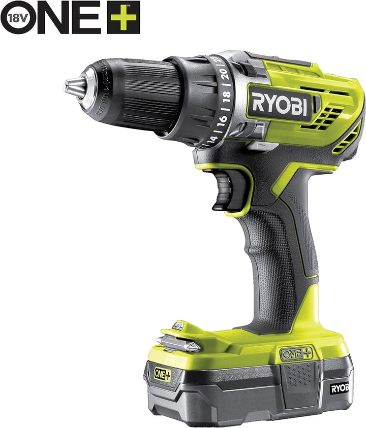 RYOBI - Kombination 4 Werkzeuge, 18 Volt, One+: Bohrmaschine + Stichsäge + Kreissäge + LED-Lampe + 2