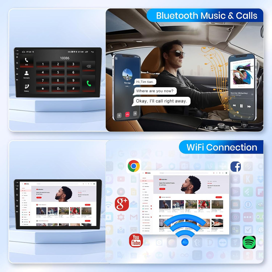 Podofo Carplay Autoradio für Peugeot 107/Citroen C1/Toyota Aygo, 10.1“ Touchscreen Autoradio 2G+64G