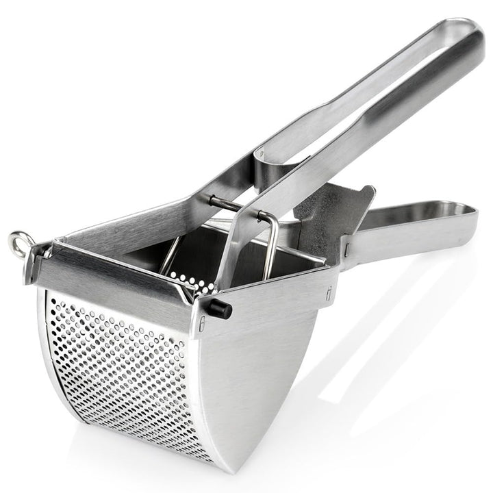 Vilde Kartoffelpresse Edelstahl 30 cm Silber Spätzlepresse Gemüsepresse für Püree Klösse Gnocchi Obs