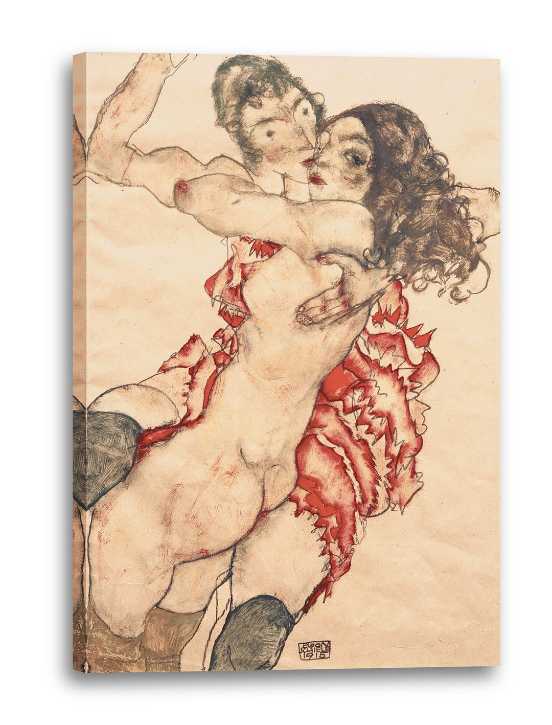 Printed Paintings Leinwand (40x60cm): Egon Schiele - Zwei Sich umarmende Frauen 40x60 cm, 40x60 cm