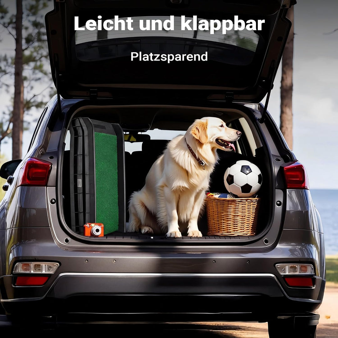 Wiltec Hunderampe 155 x 40 cm 90 kg faltbar Kunstrasen Anti-Rutsch, rutschfeste Autorampe für Hunde,