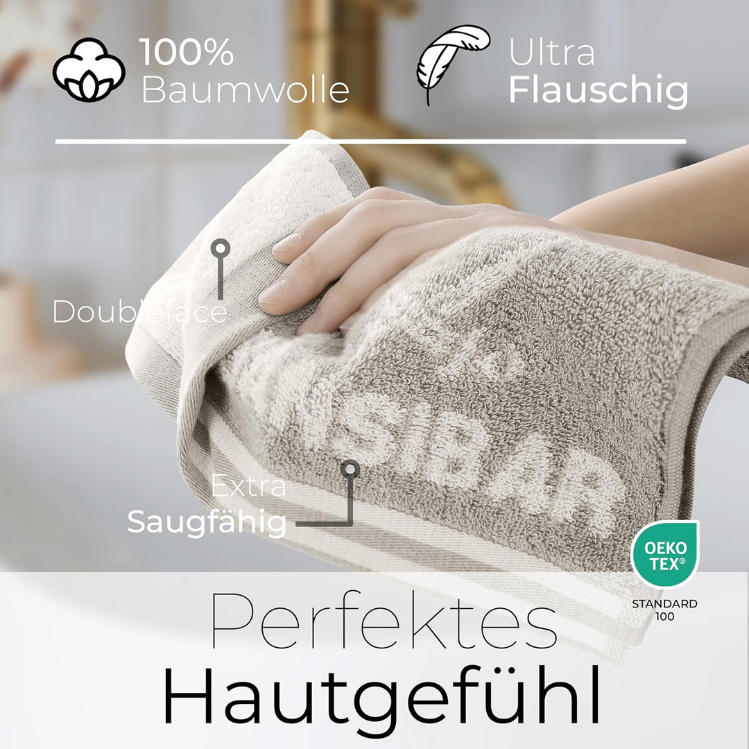 Sansibar Gästetuch Doubleface 6er 30x50 cm Handtuch Seiftuch Zweifarbig 100% Baumwolle Gestreifte Bo