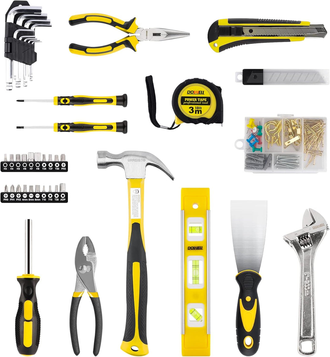 DOWELL 146PCS Hausbesitzer Werkzeug Set, Haushalt Reparatur Werkzeug Kit mit 14-Zoll breiten Mund of
