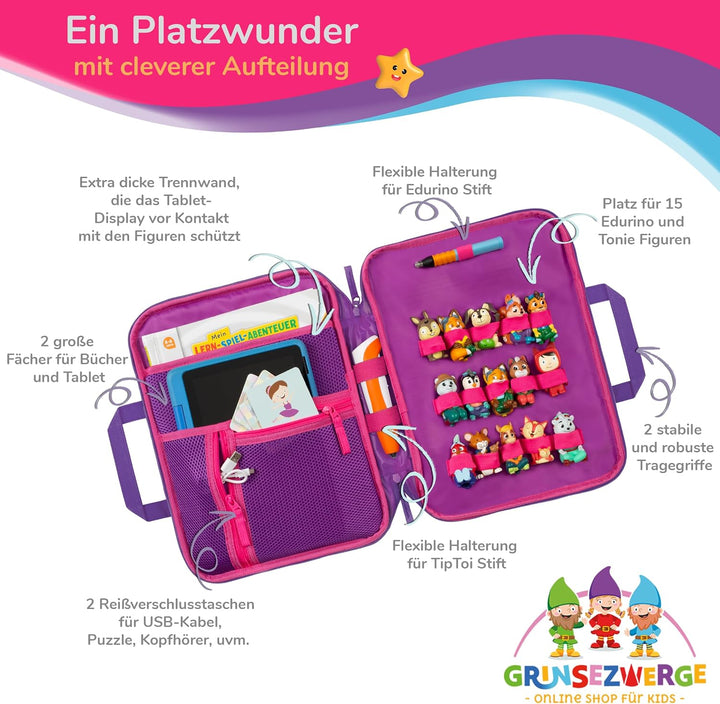 GRINSEZWERGE Tasche für Edurino & Tonie Figuren, TipToi Stift und Kinder Tablet | Sammel-Mäppchen mi