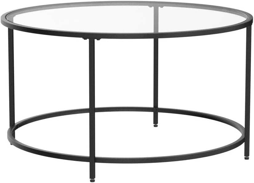 VASAGLE Runder Couchtisch, Ø 84 cm, Wohnzimmertisch mit Stahlgestell, Salontisch, Beistelltisch, sch