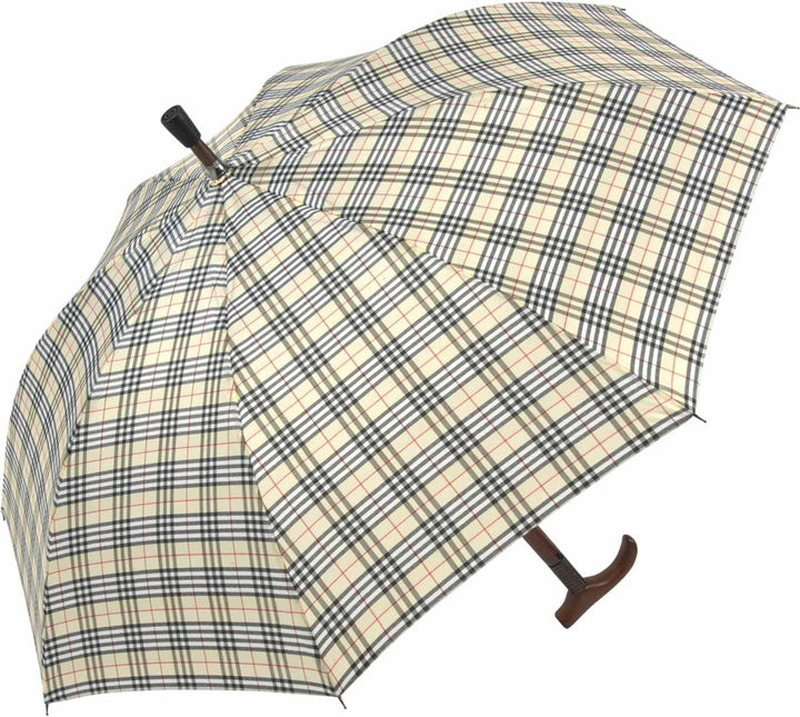 Stützschirm höhenverstellbar mit Holzgriff - Karo beige, Karo beige