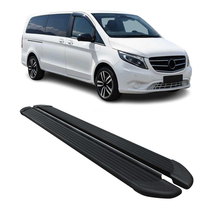 Trittbretter Seitenschweller kompatibel mit Mercedes Vito 2014-2023 Schwarz Langer L3