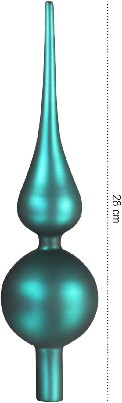 com-four® Christbaumspitze in blaugrün matt, Weihnachtsbaumspitze aus echtem Glas für Weihnachten, T