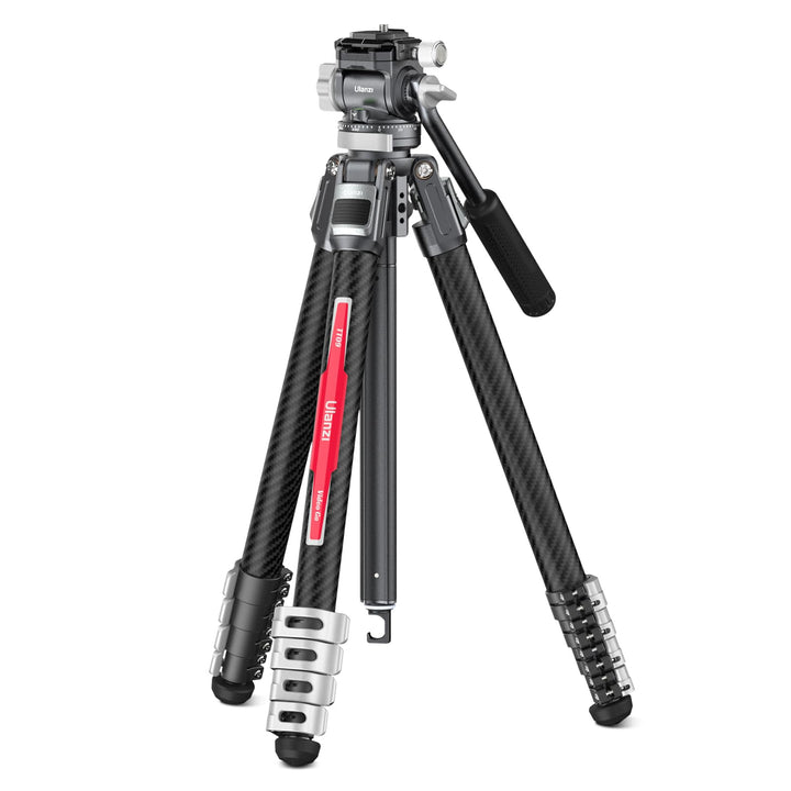 Videostativ Carbonfaser, ULANZI TT09 VideoGo Travel Tripod Reisestativ mit Fluidkopf 360° Pan&-50°/+
