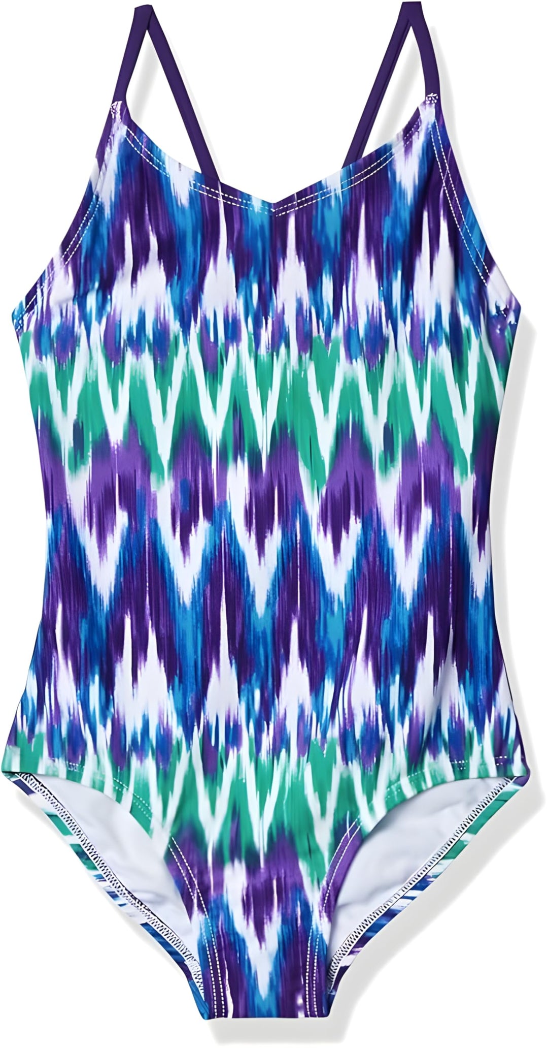 Kanu Surf Girls' Big Daisy Beach Sport 1-Piece Swimsuit, Kelly Purple, 10