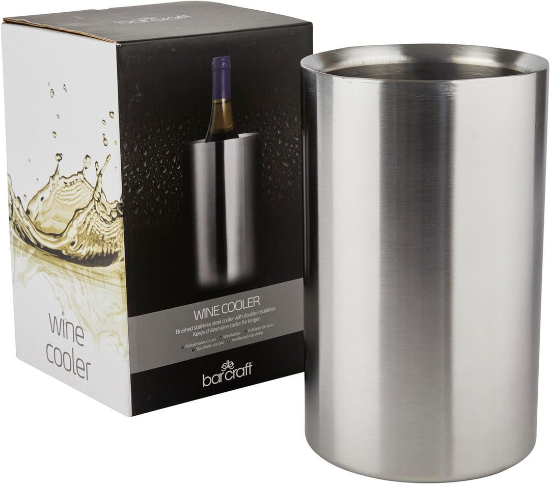 Bar Craft Weinkühler, für einzelne Flaschen, in Geschenkbox, gebürsteter Edelstahl, Silber, 12 cm x