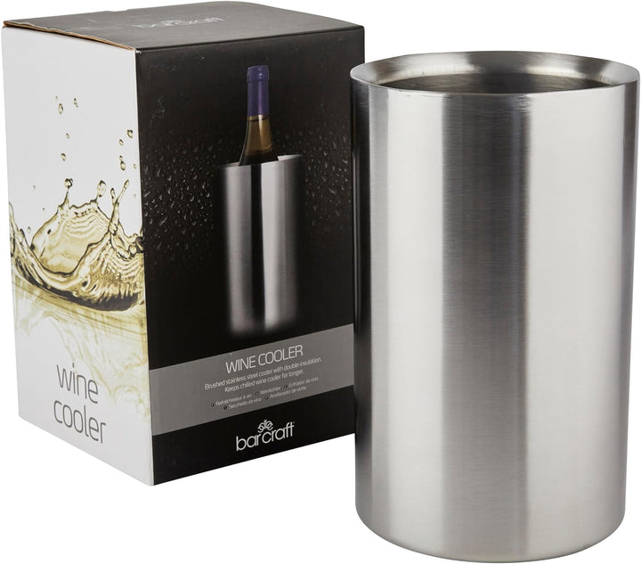 Bar Craft Weinkühler, für einzelne Flaschen, in Geschenkbox, gebürsteter Edelstahl, Silber, 12 cm x