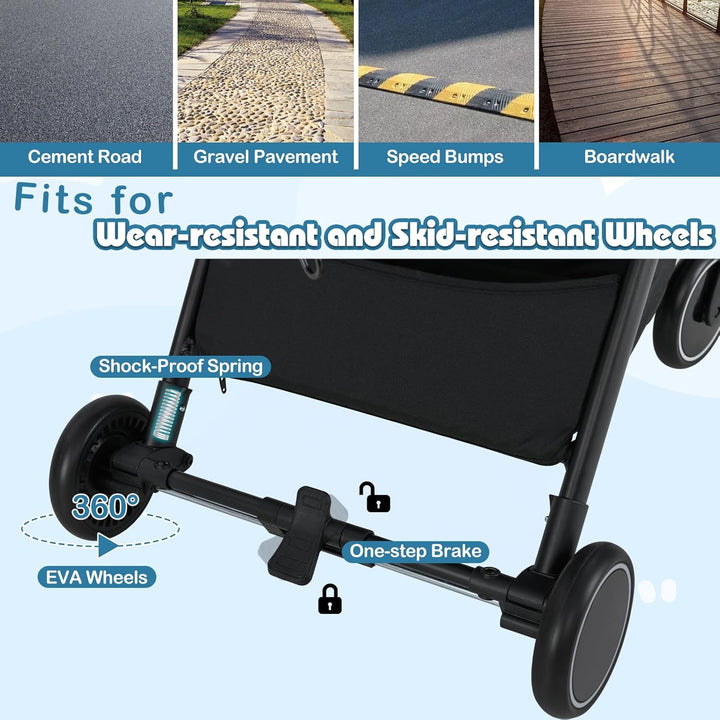 LIFEZEAL Klappbarer Kinderwagen, Kinderbuggy mit verstellbarer Rückenlehne, Buggy mit Schlaffunktion