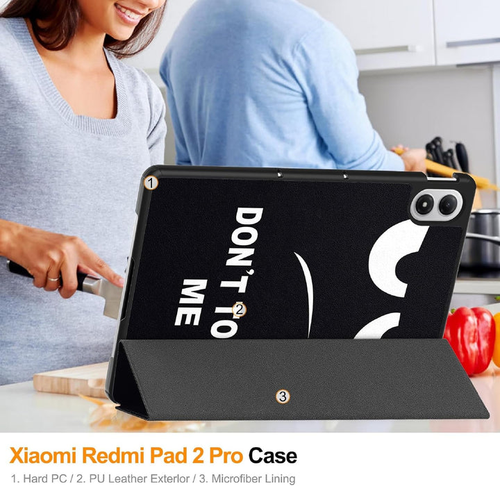 GIOPUEY Hülle Kompatibel mit Xiaomi Redmi Pad 2 Pro 12.1 2025, Flip Case [Bracket-Funktion] 360° Sch
