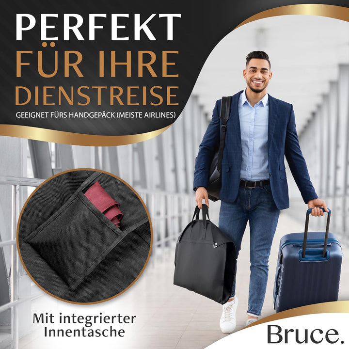 Bruce.® 3x Kleidersack Kurz 100x60cm inkl. 1x Schuhbeutel – Atmungsaktive Kleiderhülle für Anzug, Ja