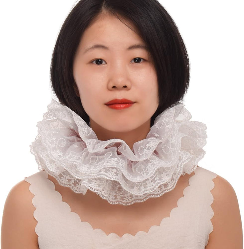 BLESSUME Renaissance Ruffle Kragen Elisabethanisch Rüsche Halsband M Violett / Weiss, M Violett / We