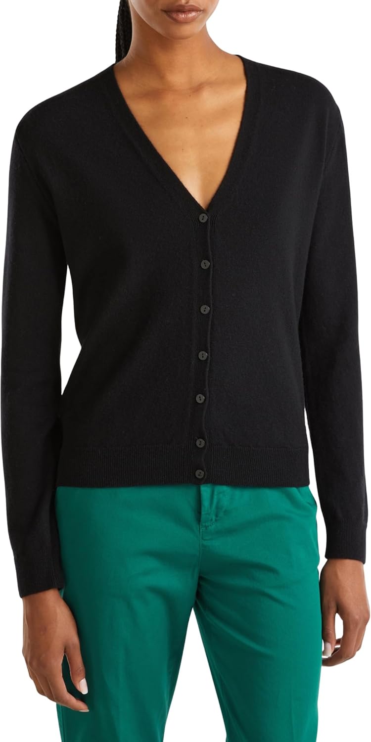 United Colors of Benetton Damen Cardigan M/L 1002d6879 Strickjacke M Schwarz, M Schwarz