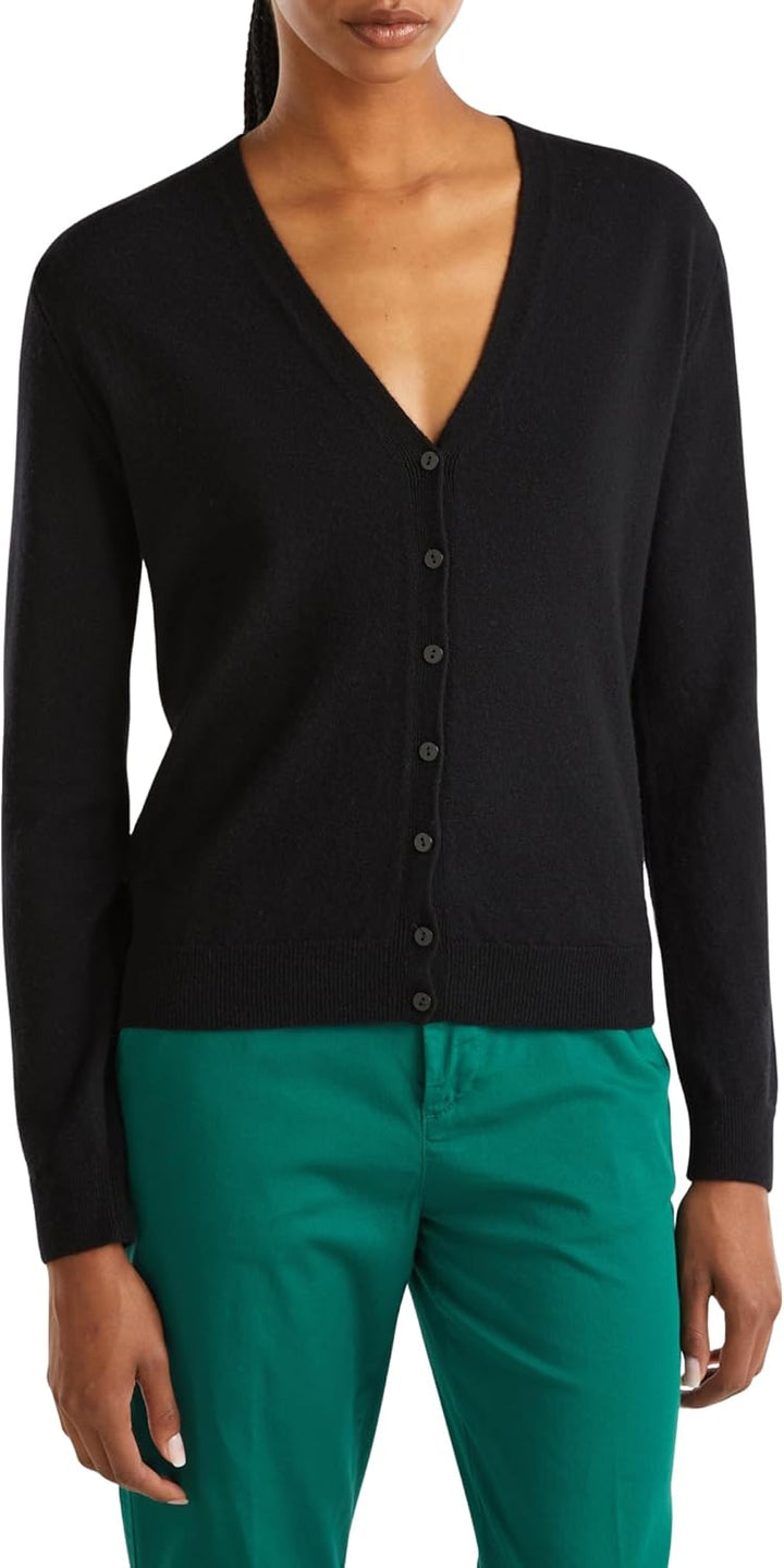 United Colors of Benetton Damen Cardigan M/L 1002d6879 Strickjacke M Schwarz, M Schwarz