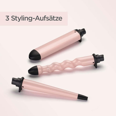 BaByliss Curl and Wave Trio Multistyler, Professioneller Lockenstab mit 3 Aufsätzen für Locken, Well