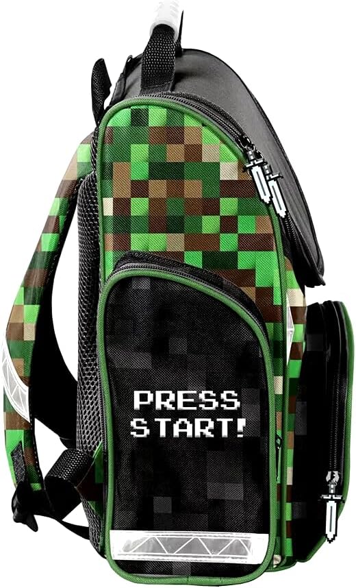 Minecraft Games Play Pixel 7 Teile Set Tornister Ranzen Schulranzen Tasche Federmappe mit Sticker-vo