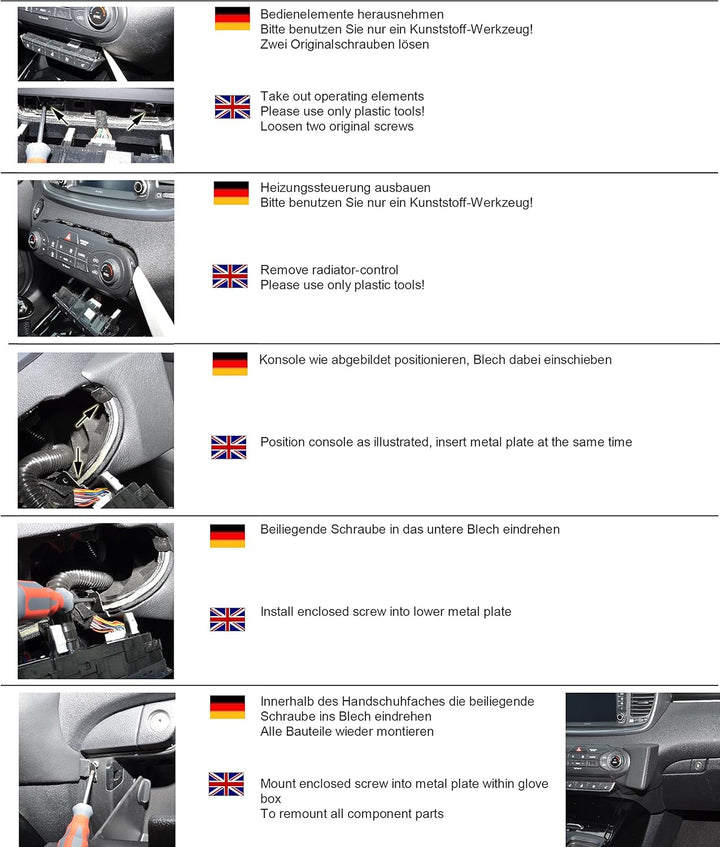 KUDA Handyhalterung passend für Kia Sorento ab 2016 - Telefonkonsole für Smartphones, Handys, Navi u