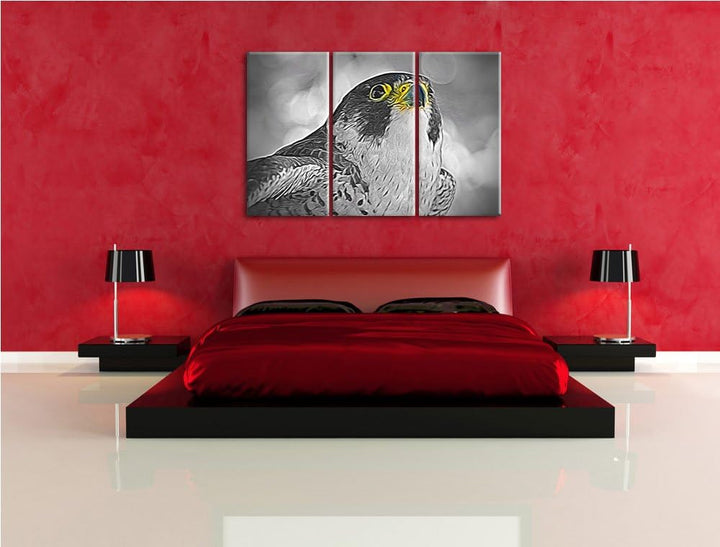 schöner anmutiger Adler schwarz/weiss Spezial 3-Teiler Leinwandbild 120x80 Bild auf Leinwand, XXL ri