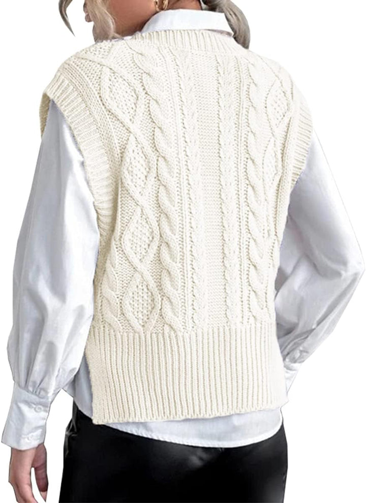 Tongmingyun Pullunder Damen Ärmellos V-Ausschnitt Strick Pullover Basic Strickweste Einfarbig Tank T